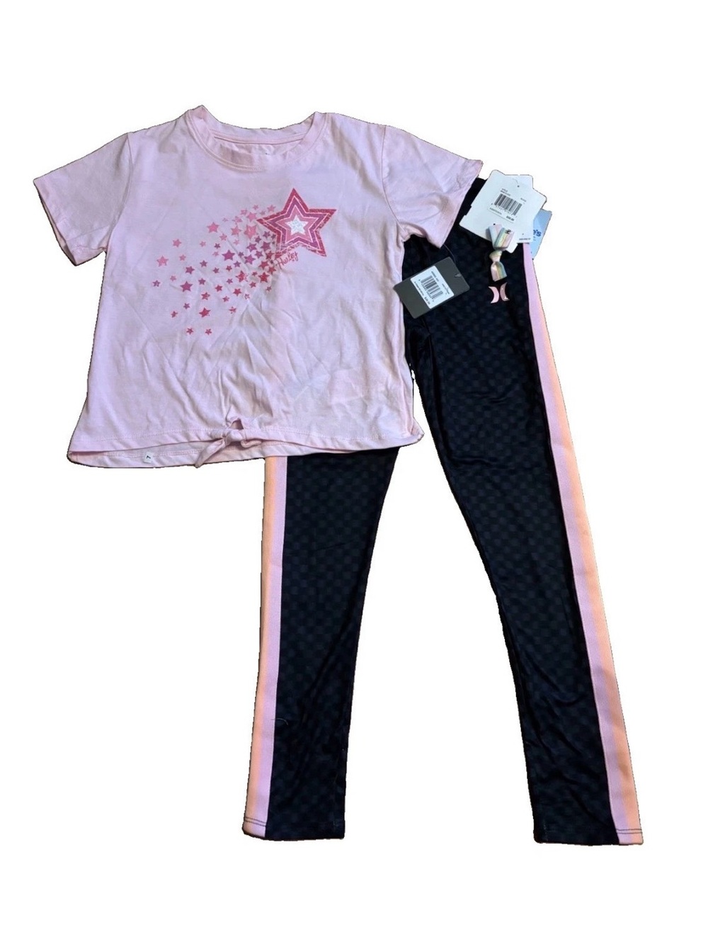 Hurley Girls 2-Piece Short Sleeve Top With Leggings Set - Large